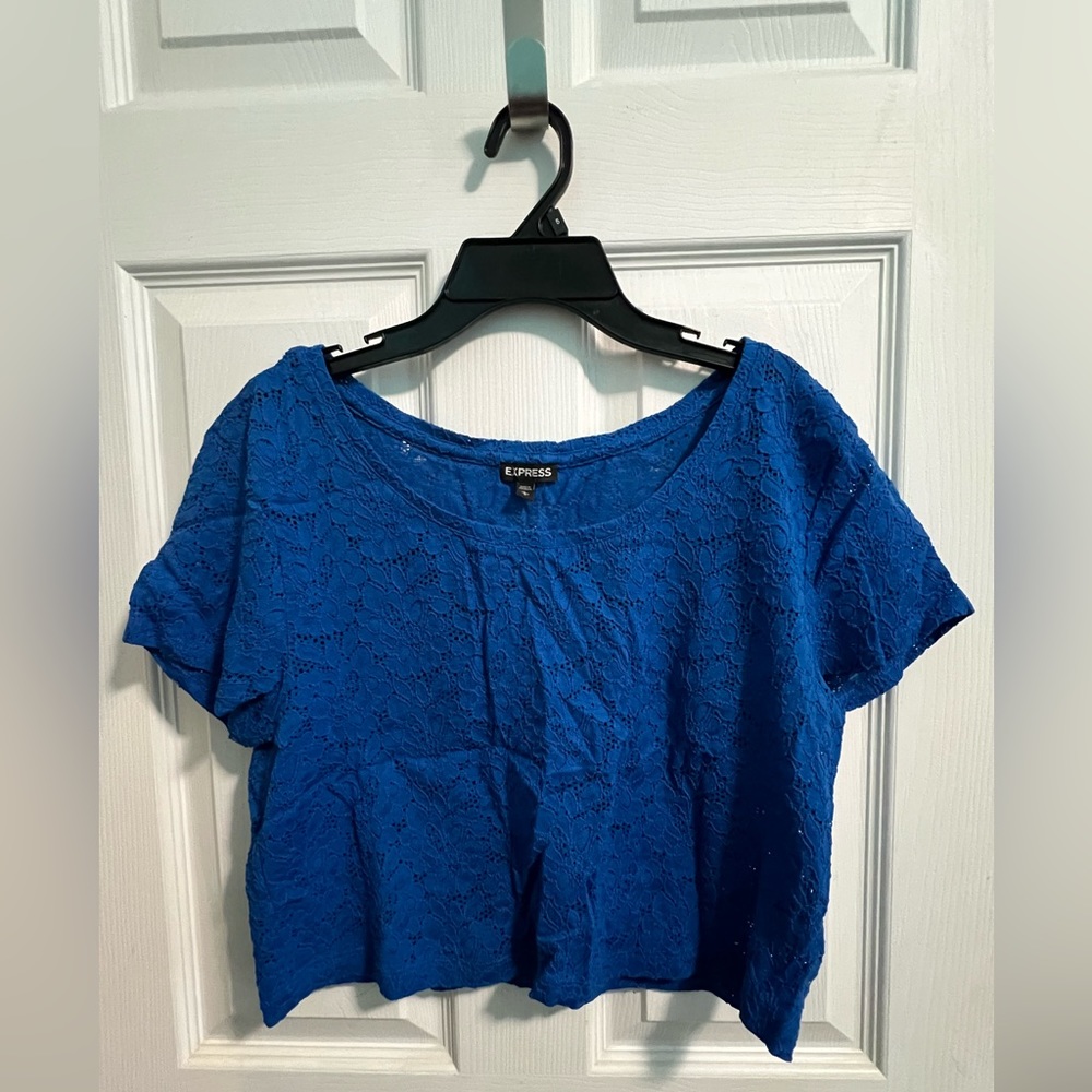 Express blue lace crop top